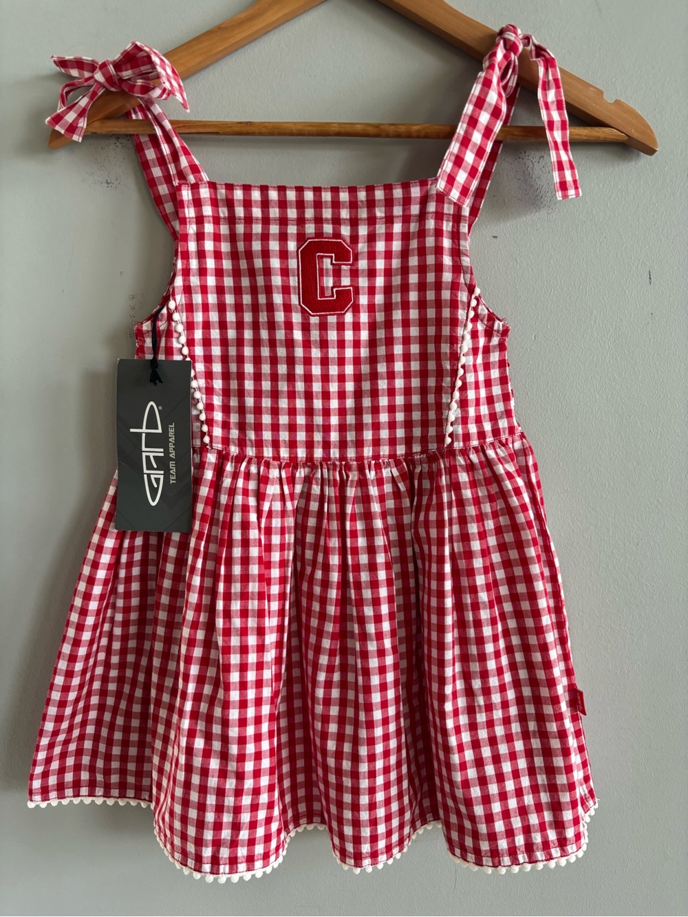 NWT Garb Team Apparel Toddler Teagan Gingham Dress Cincinnati Bearcats Red White